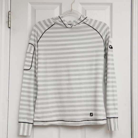 Foot Joy FJ Ladies Pullover Hoodie Gray and White Striped Size XS - SO SOFT! - Picture 1 of 6